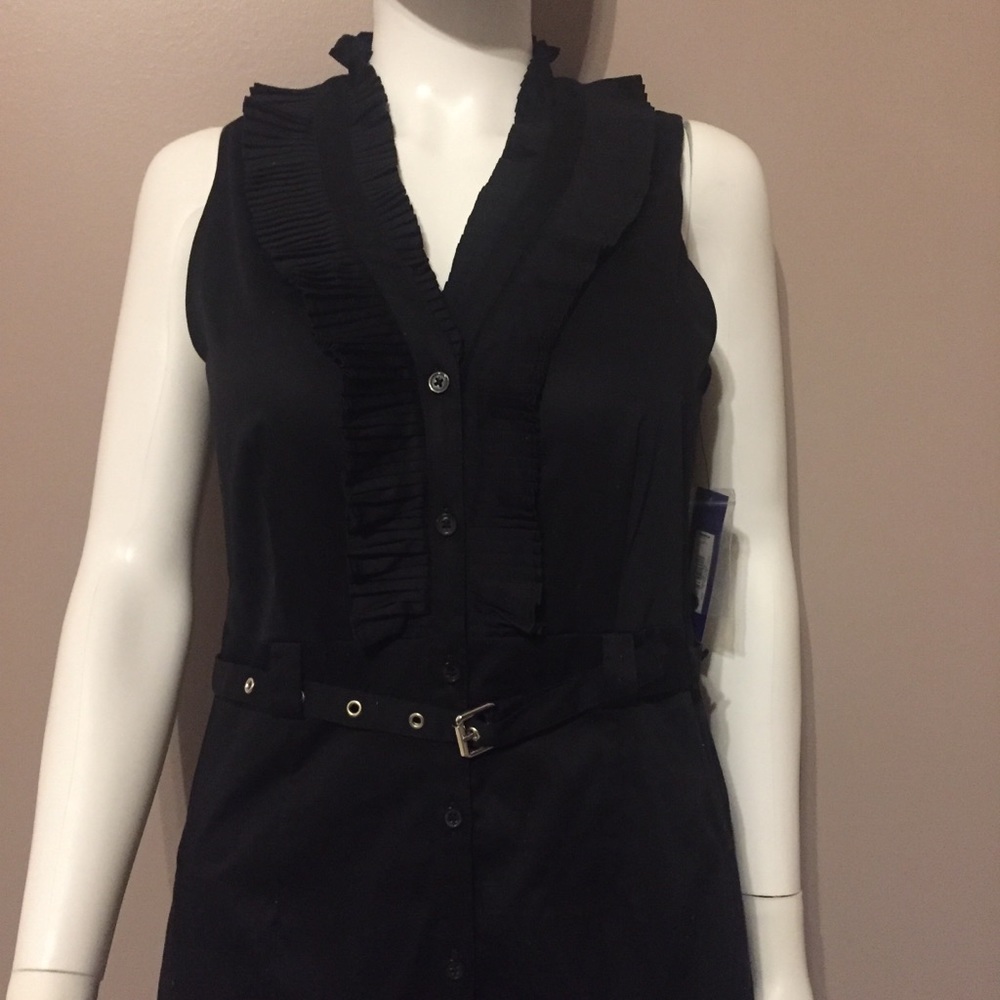 Apt 9 Black Ruffle Collar Belted Dress Size 10